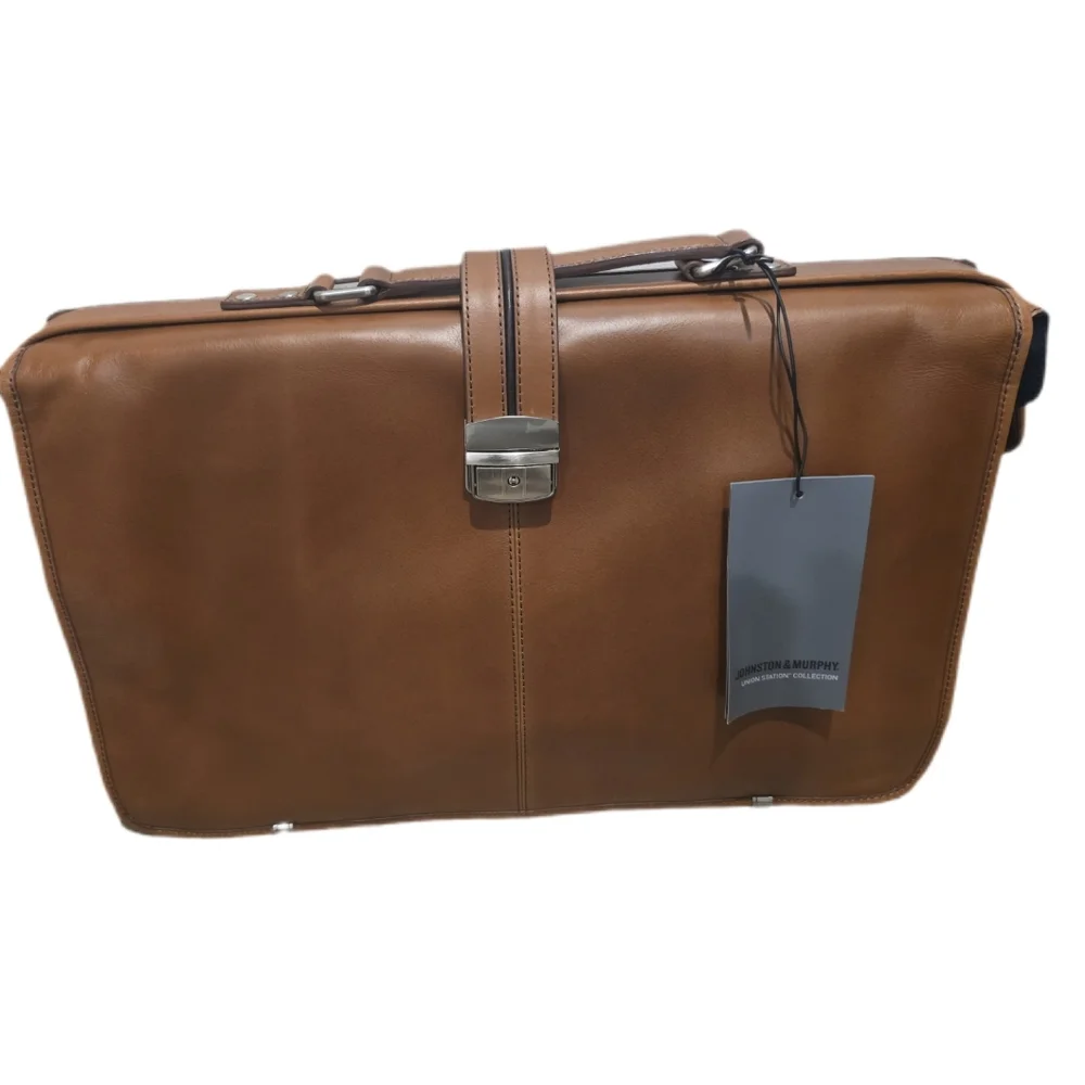 Johnston & Murphy Tan Leather Briefcase